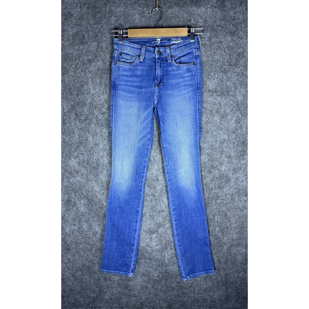 7 For All Mankind Kimmie Straight Leg Jeans Womens 25 Blue Stretch Denim Wash